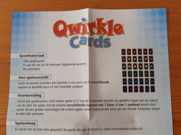 Qwirkle Cards spelregels